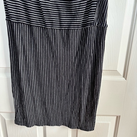 Derek Lam Dress Small Linen Blend Cowl Neck Black Gray Stripe Coastal Minimalist - Picture 5 of 10